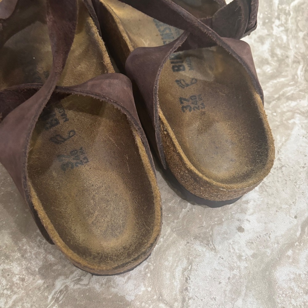 Birkenstock Yara Habana Oiled Leather Ankle Strap Sandals Brown Womens 37 L6 M4 - Picture 9 of 11